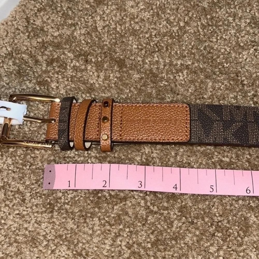 Michael Kors Belt Brown Signature MK Logo. Size Medium. NWT